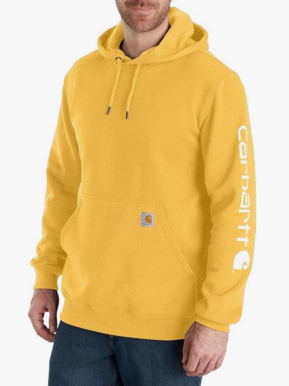 Carhartt Yellow Logo Sleeve Hooded Sweatshirt
